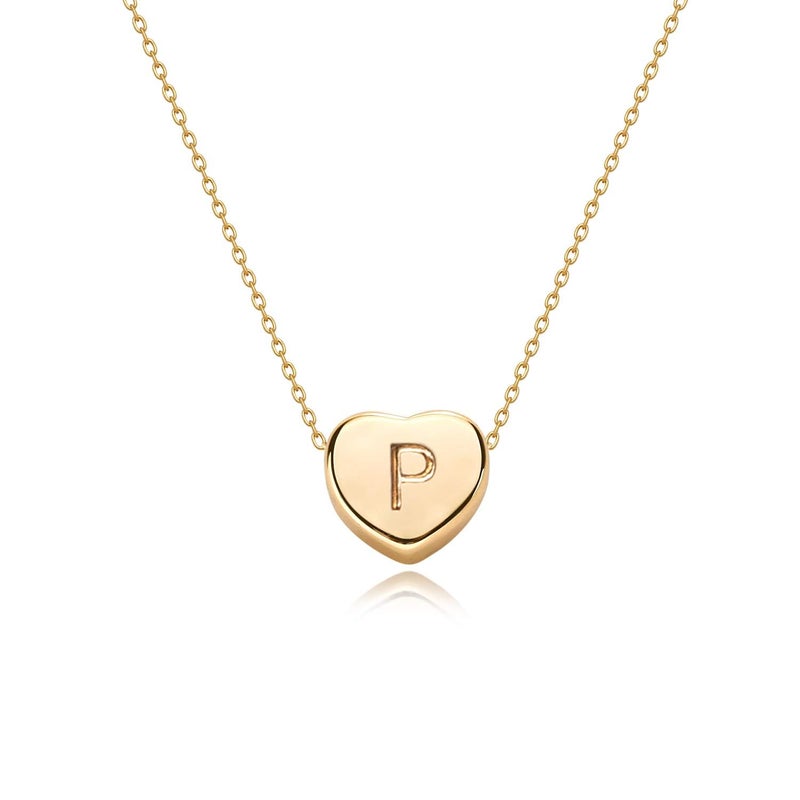 Fettero Tiny Gold Initial Heart Necklace-14K Gold Plated Handmade Dainty Personalized Letter Heart Choker Necklace For Women Necklace Jewelry - Image 1